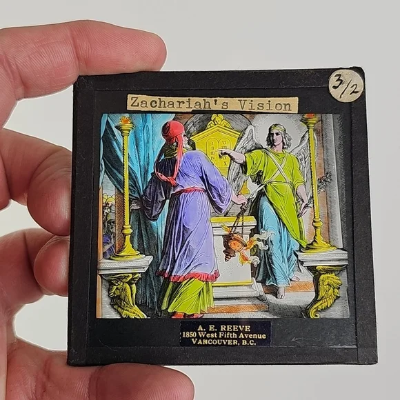Antique Magic Lantern Slides Religious Biblical Set Reeve Vancouver Glass 8pcs - Picture 11 of 16